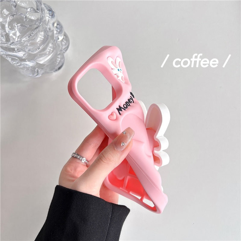 3D Cartoon Money Bunny Rabbit Cute Case with Holder